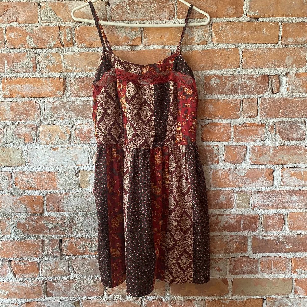 Mixed pattern fall dress
